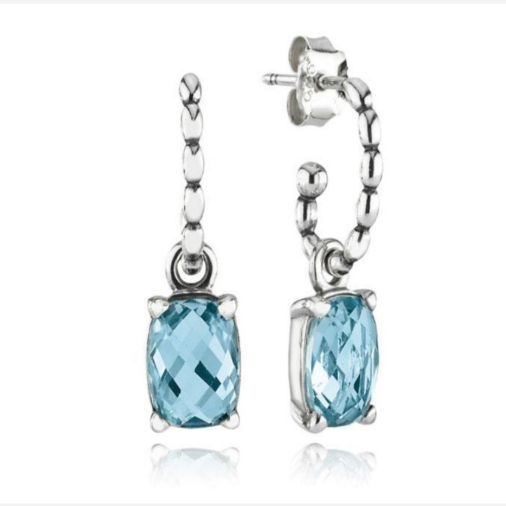New Pandora Blue Topaz Cool Breeze Dangle Earrings